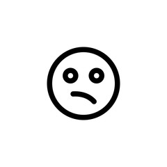 Sad Confuse Emoticon Icon Vector Illustration. Outline Style.