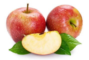 Fresh red apple isolated on white background