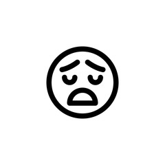 Sad Give Up Tired Emoticon Icon Vector Illustration. Outline Style.