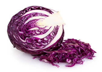 Fresh red cabbage on white background