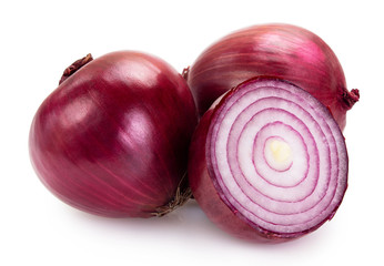 Fresh red onion on white background - 327963334