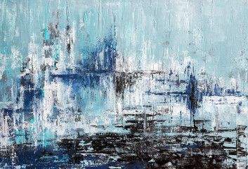 blue abstract acrylic painting on canvas 