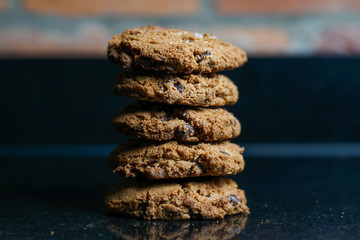 Fototapeta na wymiar stack of chocolate chip cookies