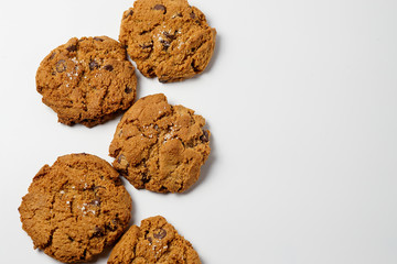chocolate chip cookies isolated on white background