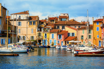 Small harbour in Martigues city, Provence, France - obrazy, fototapety, plakaty