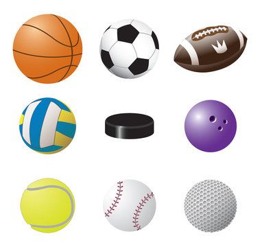 Colorful vector set of sport balls images