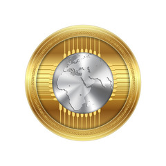 Golden crypto currency, vector