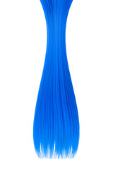 Blue hair isolated on white background. Long ponytail