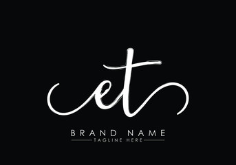 E T Initial handwriting logo vector, Handwriting logo design with Brush, Logo for fashion, team, wedding, luxury logo. y logo. SS initial logo