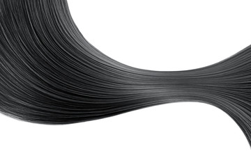 Wave of black hair on white, isolated
