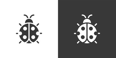 Ladybug. Isolated icon on black and white background. Animal vector illustration © imaagio.stock