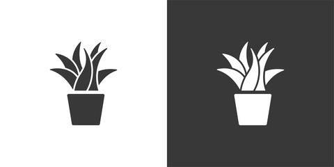 Plant. Isolated icon on black and white background. Gardening vector illustration