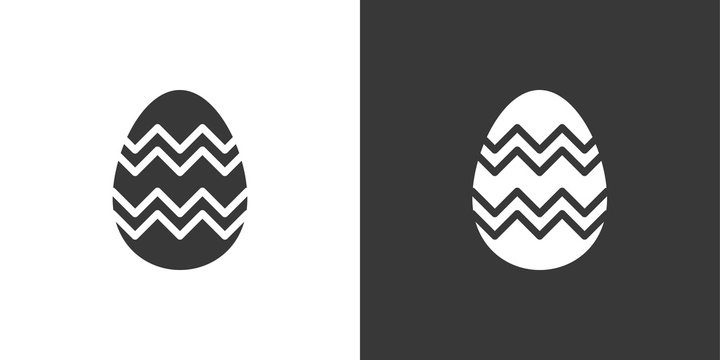 Easter Egg. Isolated Icon On Black And White Background. Celebrations Vector Illustration