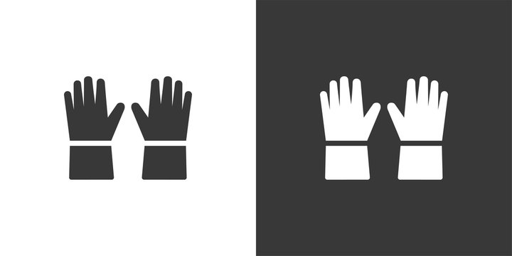 Gloves. Isolated Icon On Black And White Background. Clothing Vector Illustration