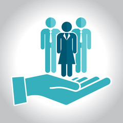 Protection hand people worker, vector. Finding a job. Leadership businessman businesswoman