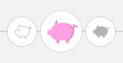 Piggy bank flat icon. solid and line icon