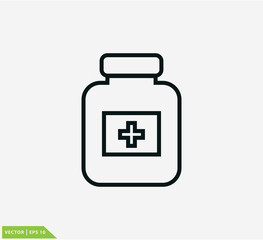 Obraz premium Pill bottle icon vector logo design template