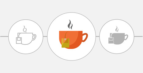 hot tea cup flat icon. solid and line icons
