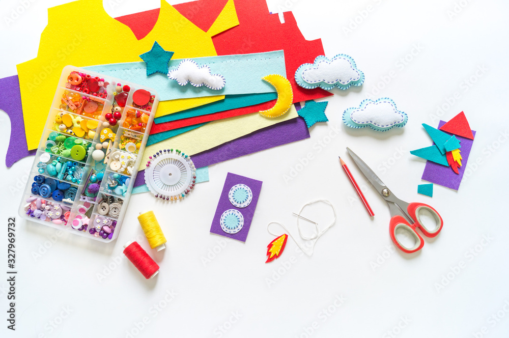 Canvas Prints rocket craft space toy. made from felt.