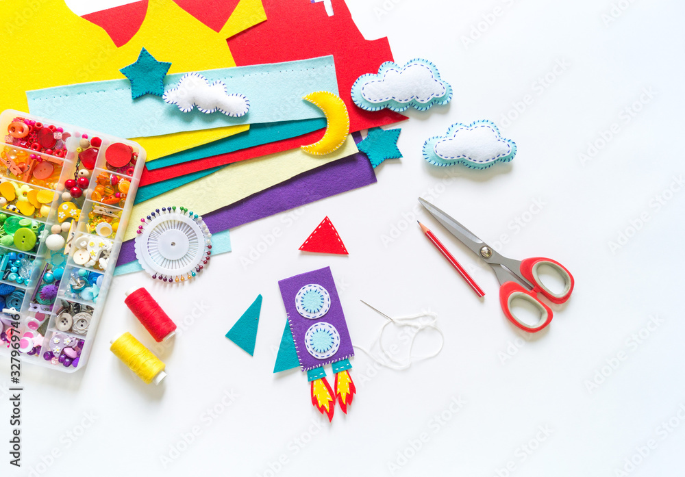 Canvas Prints rocket craft space toy. made from felt.
