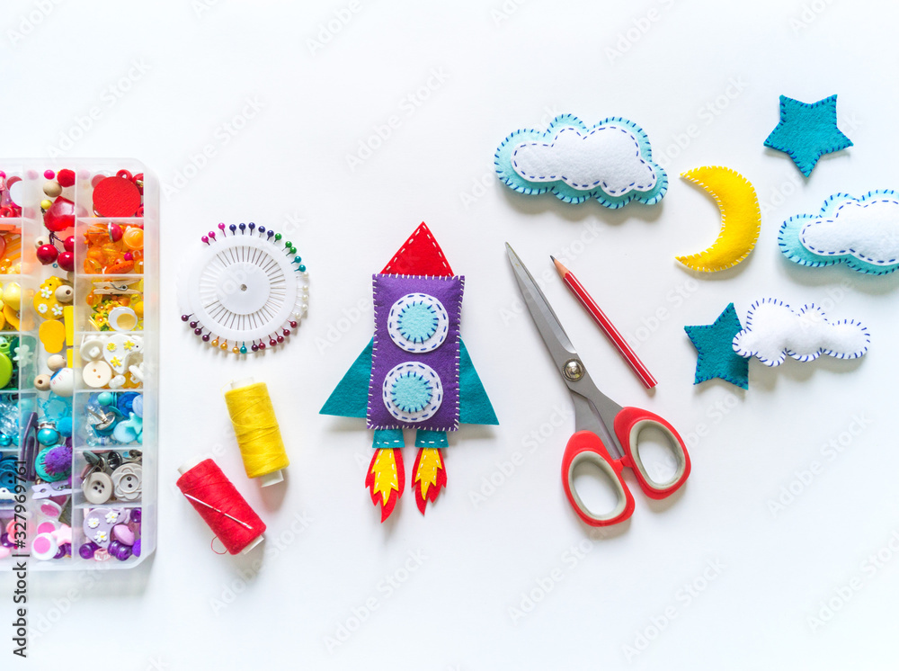 Canvas Prints rocket craft space toy. made from felt.