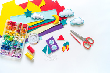 Rocket craft space toy. Made from felt.