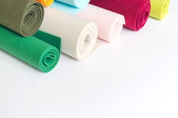 Felt roll. Multi-colored fabric.Material for creativity