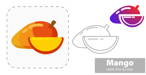 mango vector illustration flat, solid, line icon