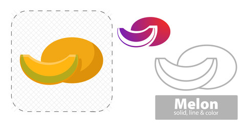 Melon vector illustration flat, solid, line icon