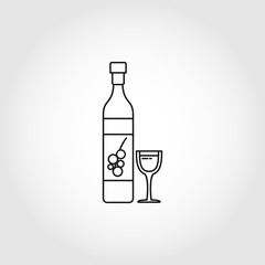 bottle of alcohol with glass line icon
