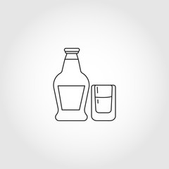 bottle of alcohol with glass line icon