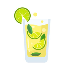 mojito flat vector illustration with mint