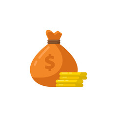 Money pouch flat icon. vector illustration