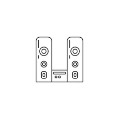 sound system. stereo speakers isolated vector line icon