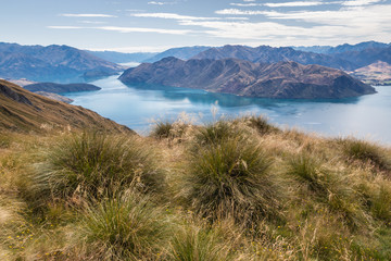 Lake Wanaka in Mount Aspiring National Park from Roys Peak, Southern Alps, New Zealand