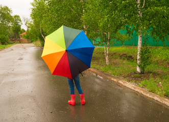 Girl with an umbrella in her hands.