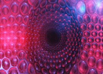 Artistic 3d computer generated illustration of a bright bold bubble circle design.