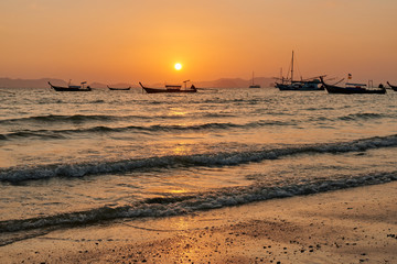 28 Feb 2020, a sunset view at Khlong Muang Beach in Krabi province of Thailand.