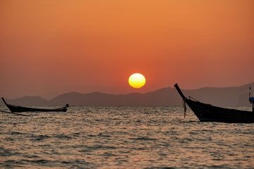 28 Feb 2020, a sunset view at Khlong Muang Beach in Krabi province of Thailand.