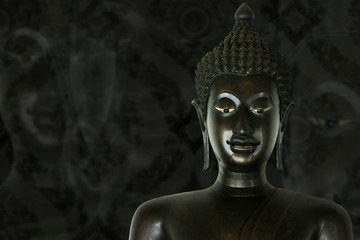 head of statue of buddha in buddhist temple 