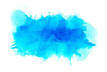 blue splash of paint watercolor on white background.