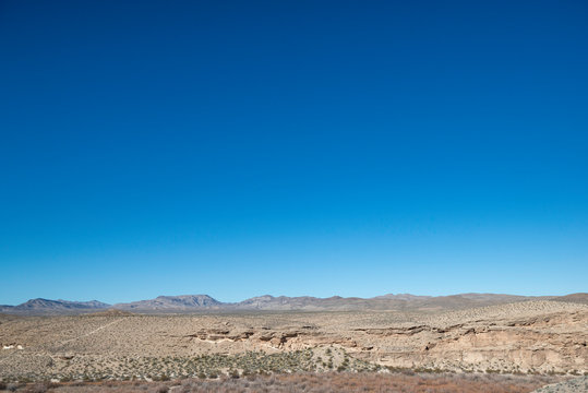 Clear Blue Mojave Desert Skies Above Arrow Canyon Wilderness, Clark County, Nevada, USA