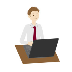 Illustration of a businessman using a laptop