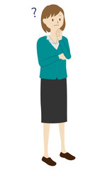Illustration of a businesswoman standing (thinking)