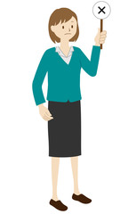 Illustration of a businesswoman standing(Raise incorrect answer) 
