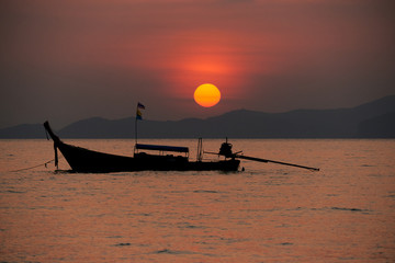 1 March 2020, a sunset view at Khlong Muang Beach in Krabi province of Thailand.