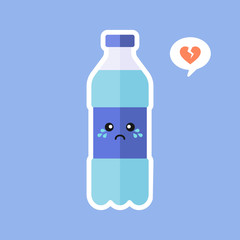 Cartoon a bottle of water vector illustration. concept of drink for healthy and happy life. mineral water flat design vector illustration. Concept for healthy nutrition and drinking mineral water.