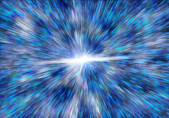 Abstract 3d illustration flight in retro colorful hyper warp space background