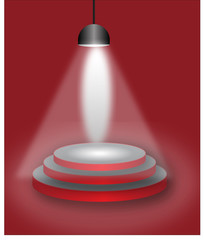 Obraz premium 3d lamp spotlight on stage with red background