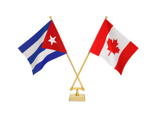 二つの国の卓上国旗